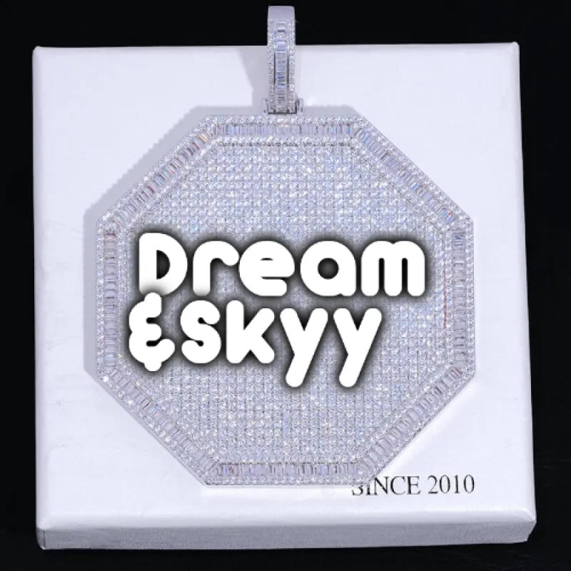 CUSTOM LETTER NECKLACE 3D BIG OCTAGON sold by The GUU Shop