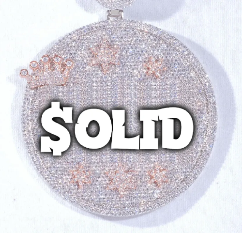 CUSTOM LETTER NECKLACE 3D BIG CROWN DISC sold by The GUU Shop