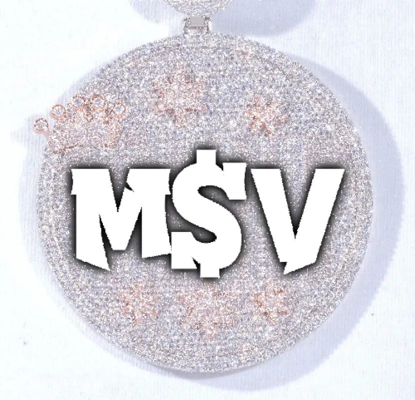 CUSTOM LETTER NECKLACE 3D BIG CROWN DISC sold by The GUU Shop