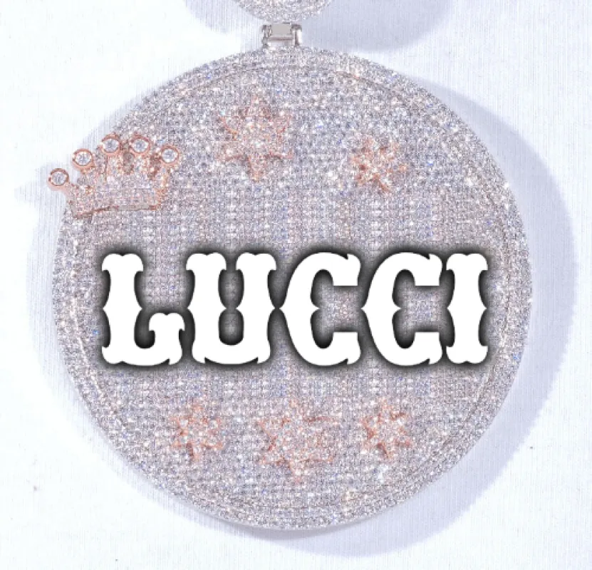 CUSTOM LETTER NECKLACE 3D BIG CROWN DISC sold by The GUU Shop