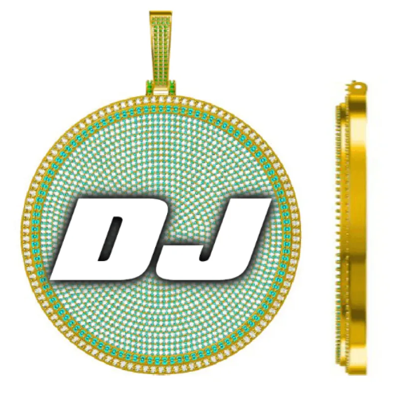 CUSTOM LETTER NECKLACE 3D BIG DISC sold by The GUU Shop