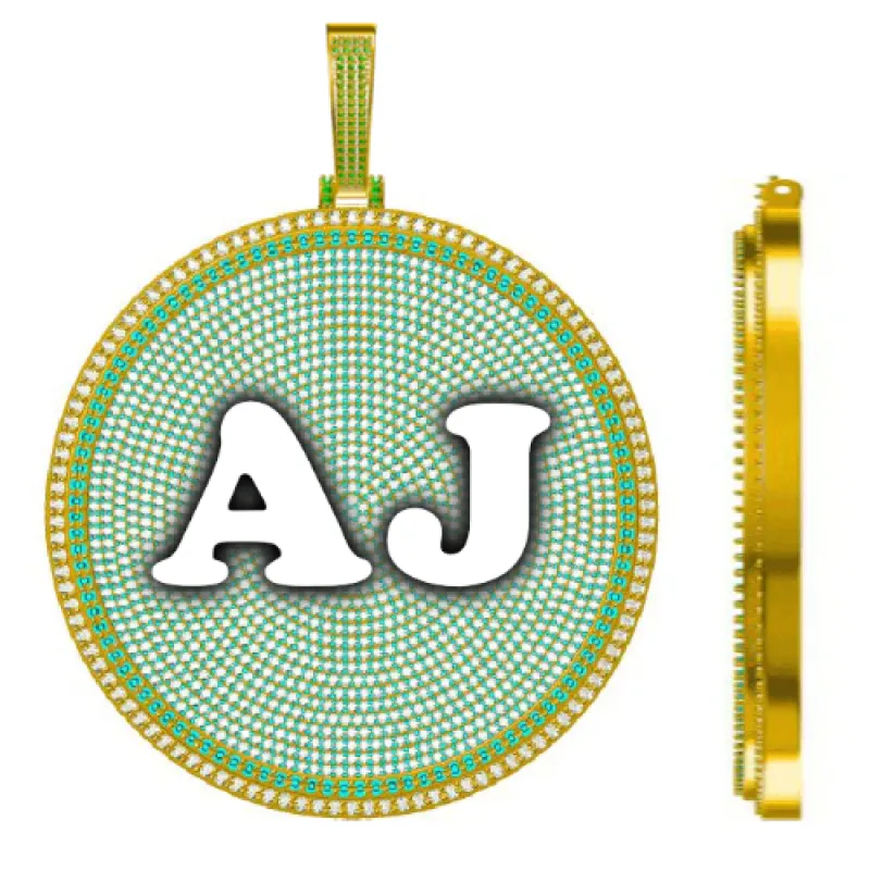 CUSTOM LETTER NECKLACE 3D BIG DISC sold by The GUU Shop