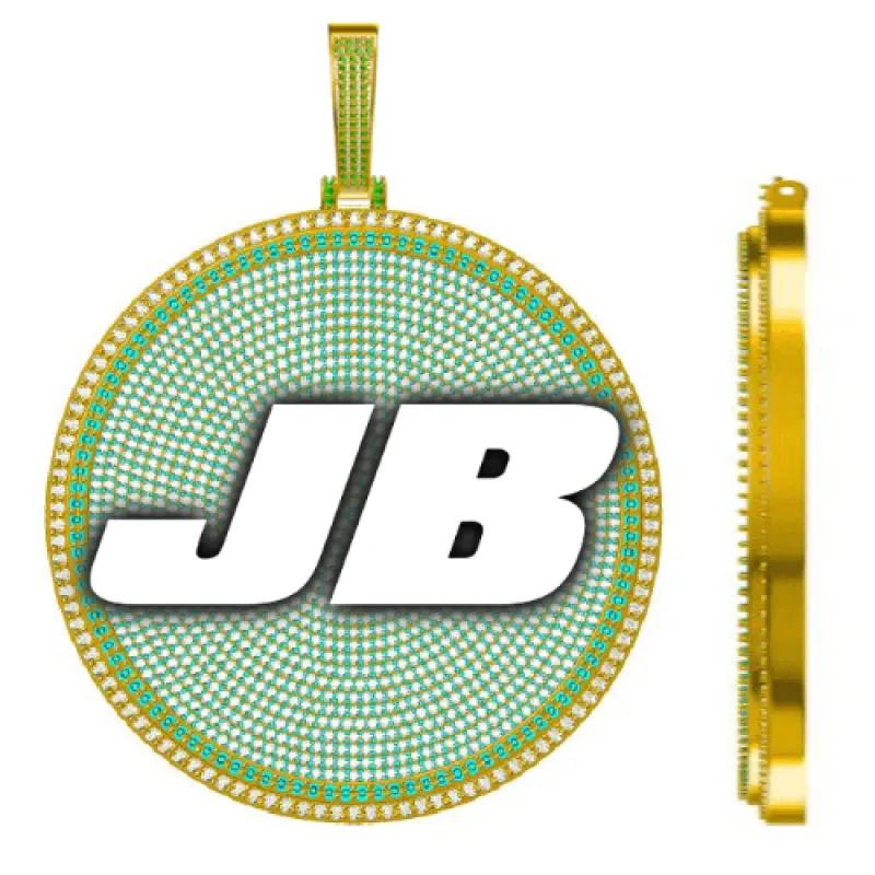 CUSTOM LETTER NECKLACE 3D BIG DISC sold by The GUU Shop