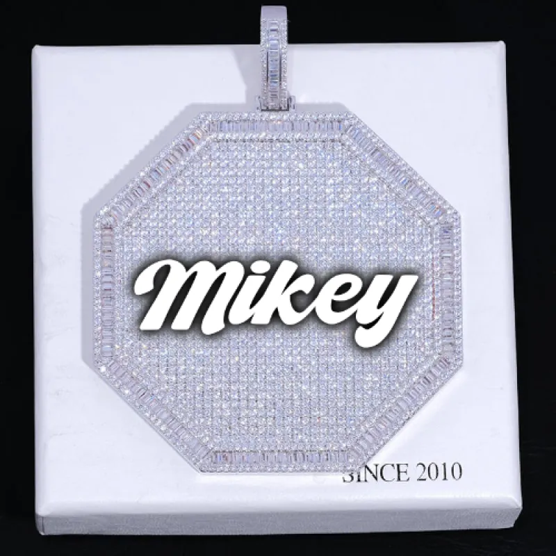 CUSTOM LETTER NECKLACE 3D BIG OCTAGON sold by The GUU Shop