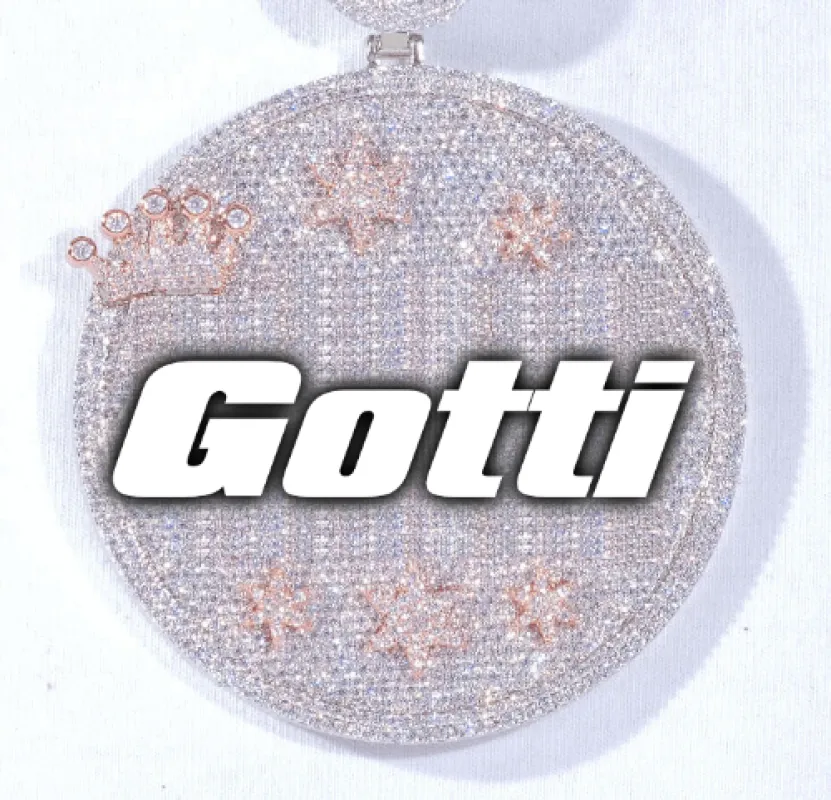 CUSTOM LETTER NECKLACE 3D BIG CROWN DISC sold by The GUU Shop