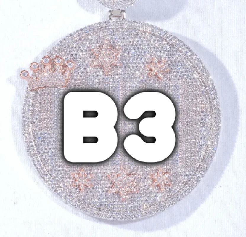 CUSTOM LETTER NECKLACE 3D BIG CROWN DISC sold by The GUU Shop