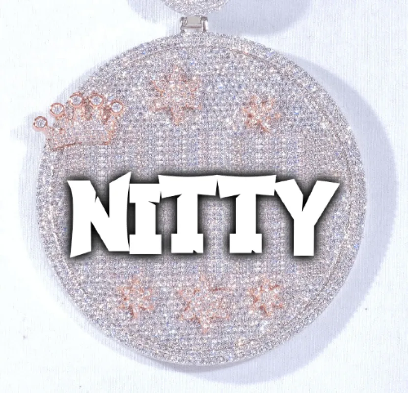 CUSTOM LETTER NECKLACE 3D BIG CROWN DISC sold by The GUU Shop