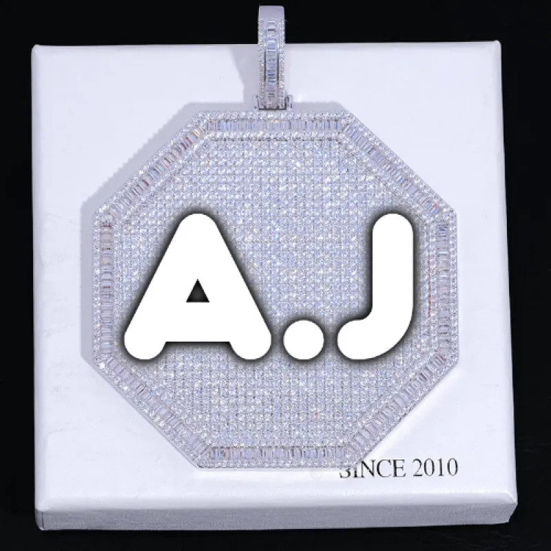 CUSTOM LETTER NECKLACE 3D BIG OCTAGON sold by The GUU Shop