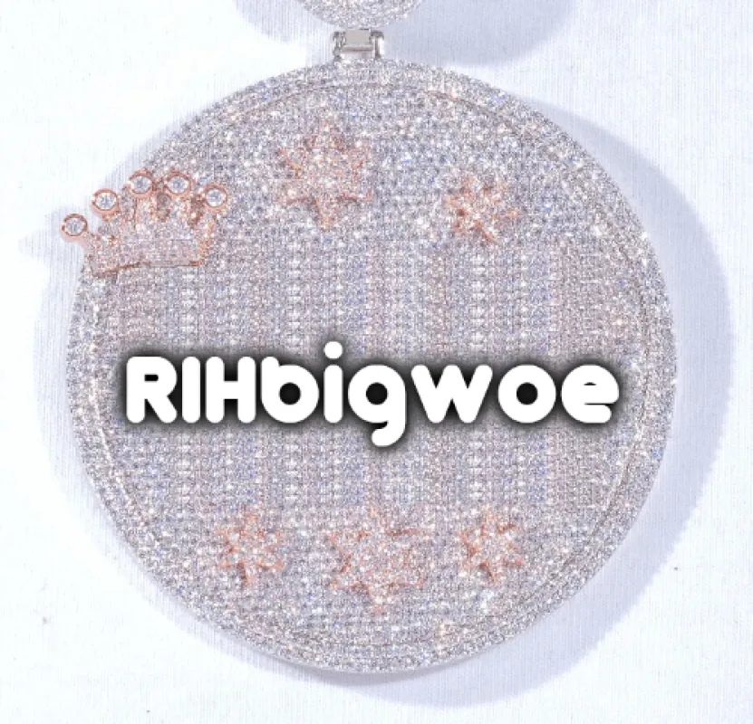 CUSTOM LETTER NECKLACE 3D BIG CROWN DISC sold by The GUU Shop