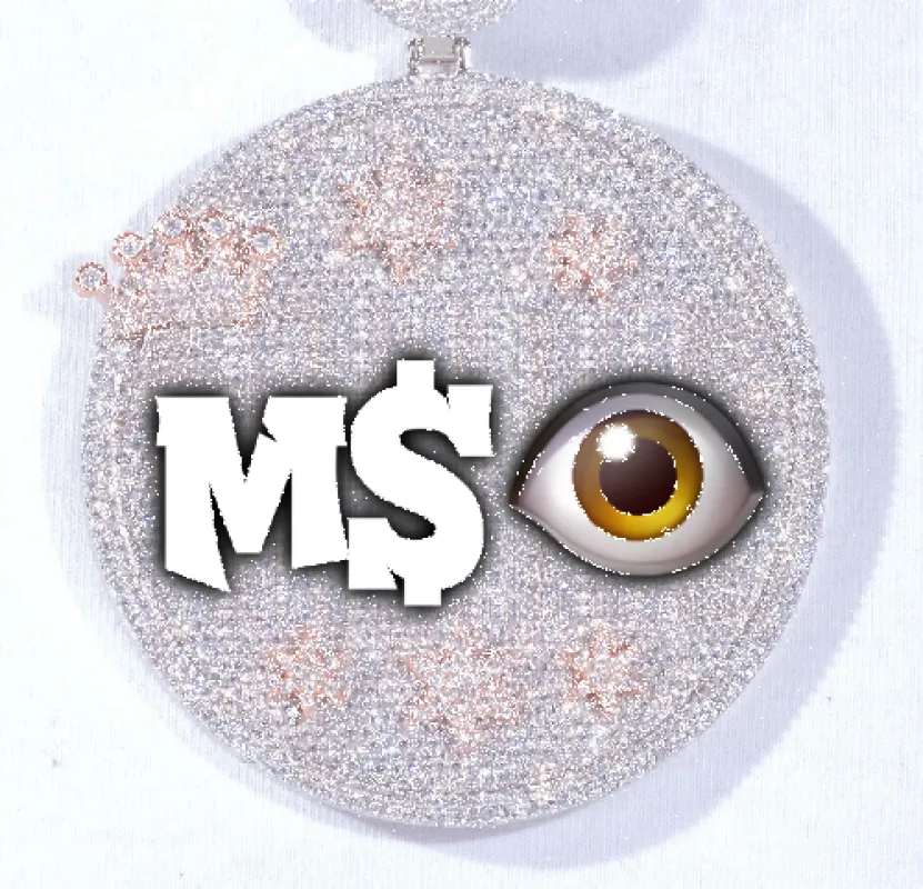 CUSTOM LETTER NECKLACE 3D BIG CROWN DISC sold by The GUU Shop