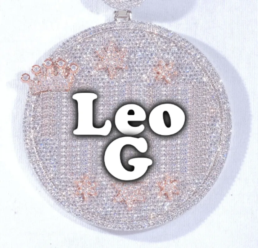 CUSTOM LETTER NECKLACE 3D BIG CROWN DISC sold by The GUU Shop