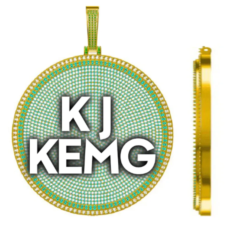 CUSTOM LETTER NECKLACE 3D BIG DISC sold by The GUU Shop