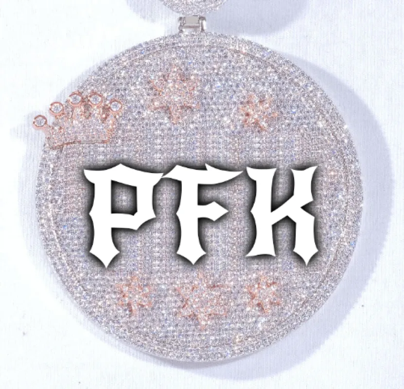 CUSTOM LETTER NECKLACE 3D BIG CROWN DISC sold by The GUU Shop