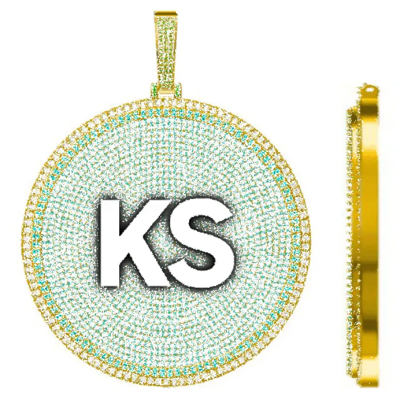 CUSTOM LETTER NECKLACE 3D BIG DISC sold by The GUU Shop