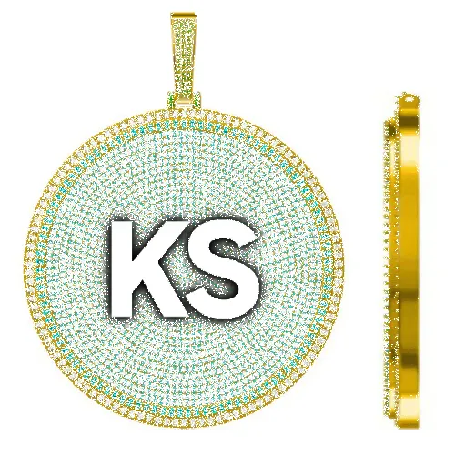 CUSTOM LETTER NECKLACE 3D BIG DISC sold by The GUU Shop