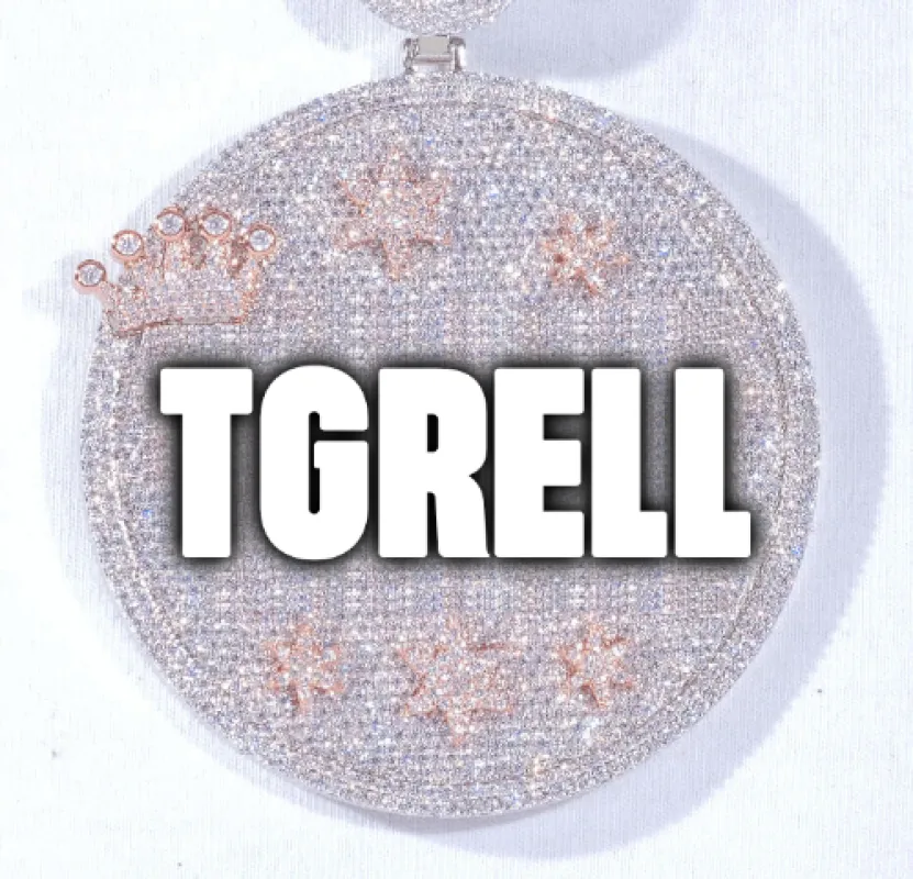 CUSTOM LETTER NECKLACE 3D BIG CROWN DISC sold by The GUU Shop