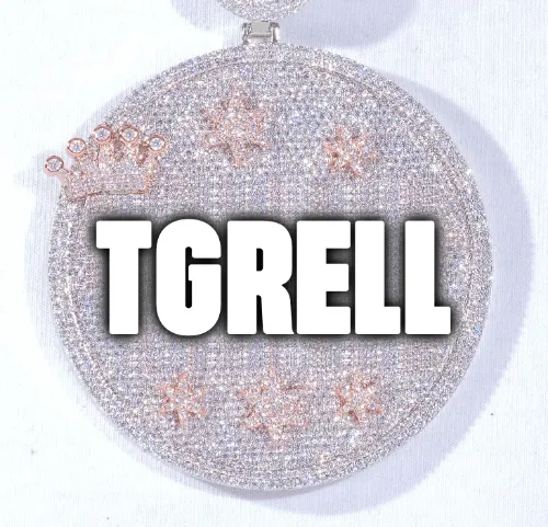 CUSTOM LETTER NECKLACE 3D BIG CROWN DISC sold by The GUU Shop