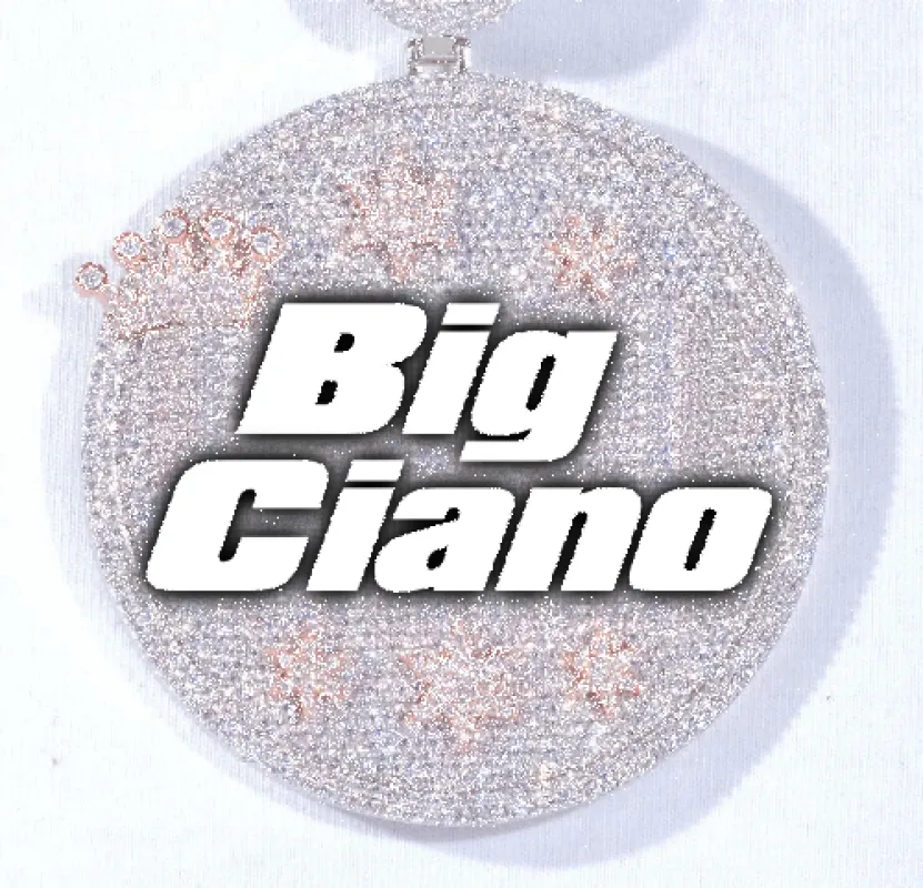 CUSTOM LETTER NECKLACE 3D BIG CROWN DISC sold by The GUU Shop