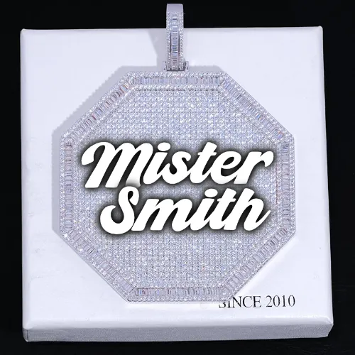 CUSTOM LETTER NECKLACE 3D BIG OCTAGON sold by The GUU Shop