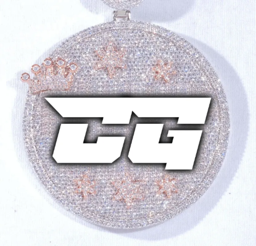 CUSTOM LETTER NECKLACE 3D BIG CROWN DISC sold by The GUU Shop