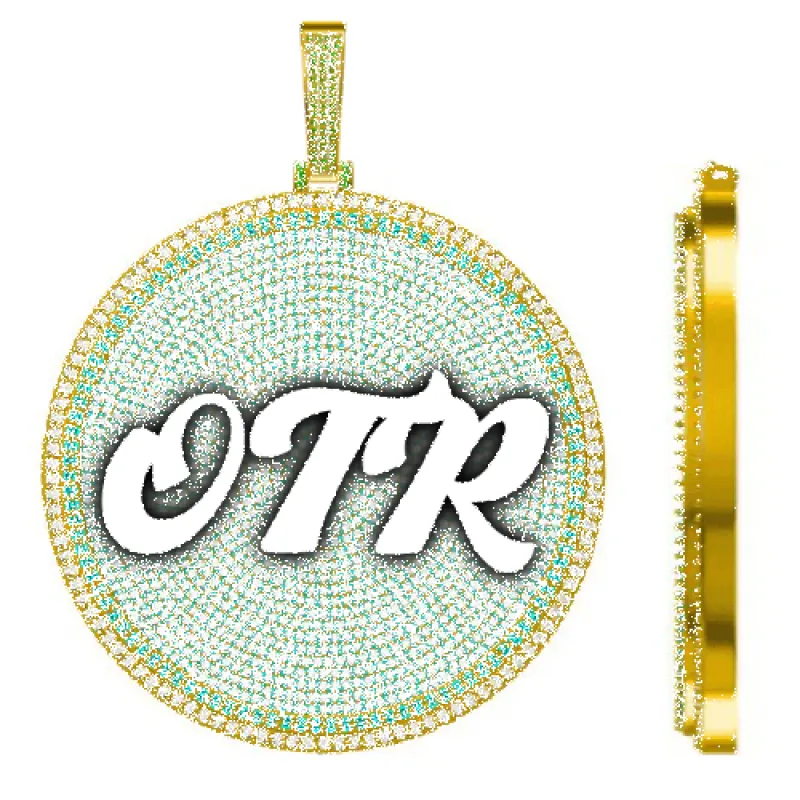 CUSTOM LETTER NECKLACE 3D BIG DISC sold by The GUU Shop