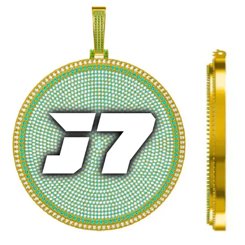 CUSTOM LETTER NECKLACE 3D BIG DISC sold by The GUU Shop