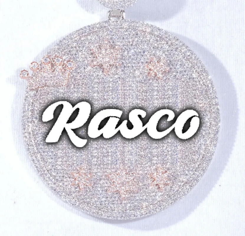 CUSTOM LETTER NECKLACE 3D BIG CROWN DISC sold by The GUU Shop