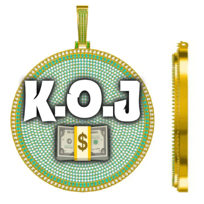 CUSTOM LETTER NECKLACE 3D BIG DISC sold by The GUU Shop