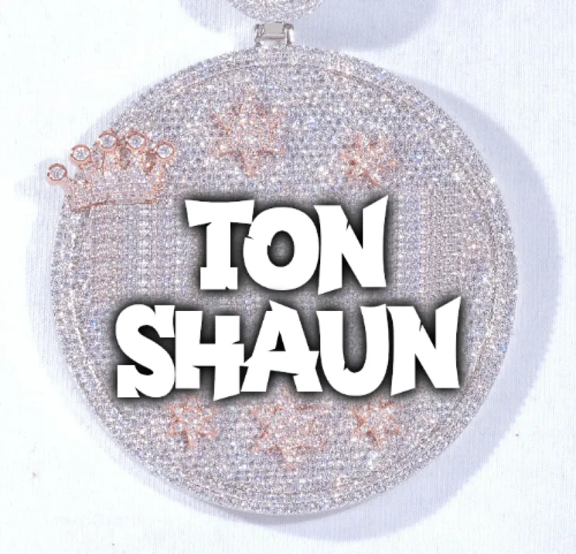 CUSTOM LETTER NECKLACE 3D BIG CROWN DISC sold by The GUU Shop