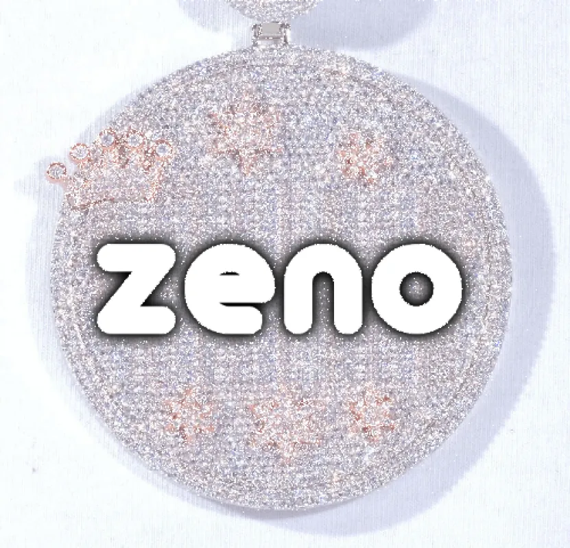 CUSTOM LETTER NECKLACE 3D BIG CROWN DISC sold by The GUU Shop