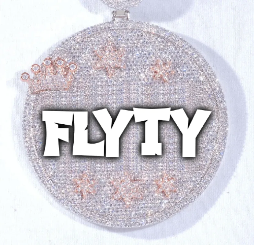 CUSTOM LETTER NECKLACE 3D BIG CROWN DISC sold by The GUU Shop