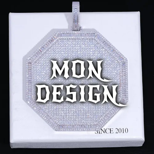 CUSTOM LETTER NECKLACE 3D BIG OCTAGON sold by The GUU Shop
