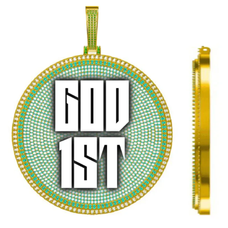 CUSTOM LETTER NECKLACE 3D BIG DISC sold by The GUU Shop