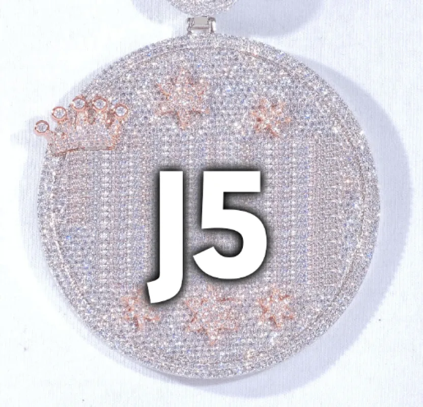 CUSTOM LETTER NECKLACE 3D BIG CROWN DISC sold by The GUU Shop