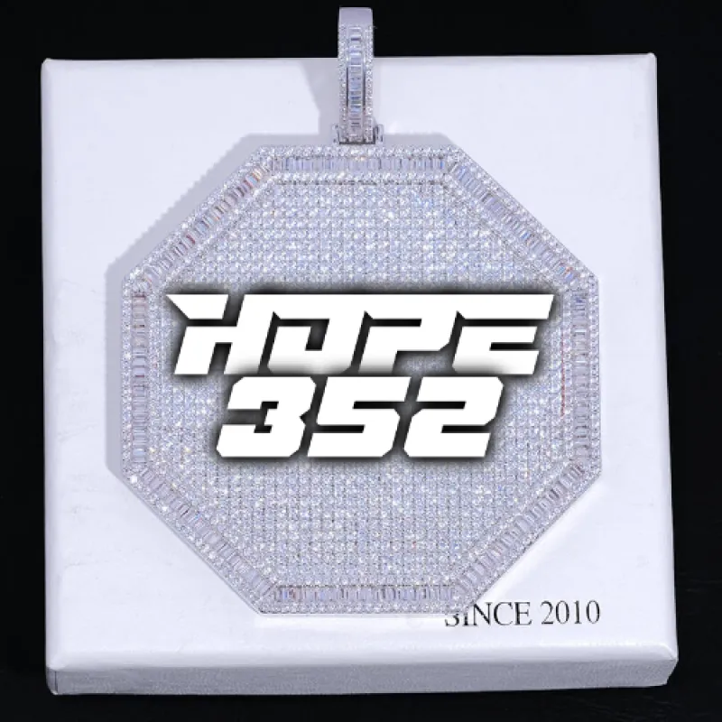 CUSTOM LETTER NECKLACE 3D BIG OCTAGON sold by The GUU Shop