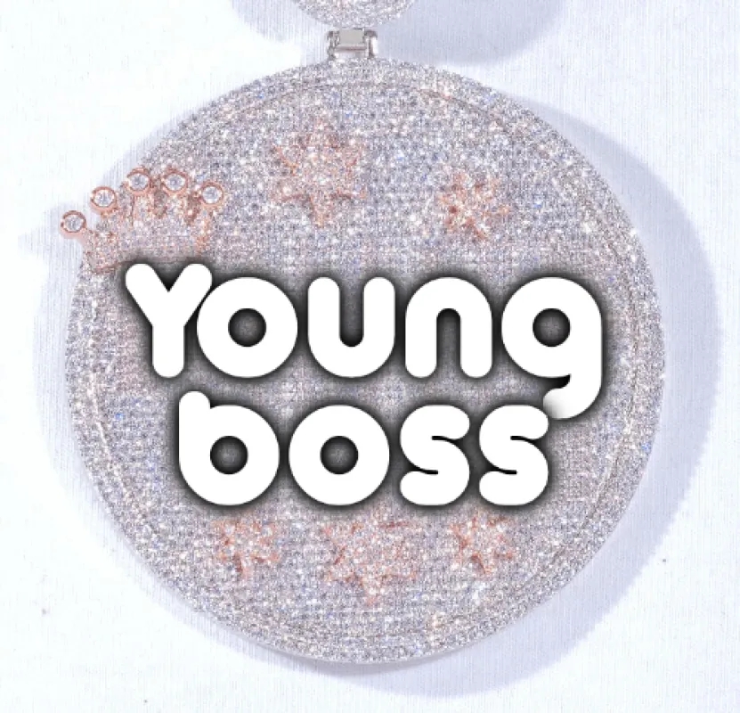 CUSTOM LETTER NECKLACE 3D BIG CROWN DISC sold by The GUU Shop