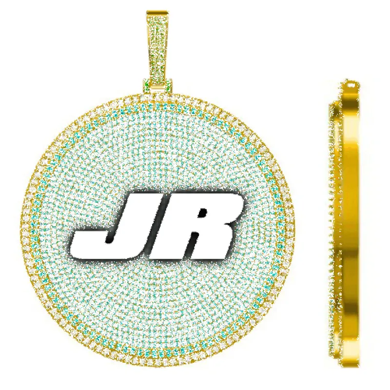 CUSTOM LETTER NECKLACE 3D BIG DISC sold by The GUU Shop