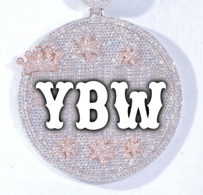 CUSTOM LETTER NECKLACE 3D BIG CROWN DISC sold by The GUU Shop