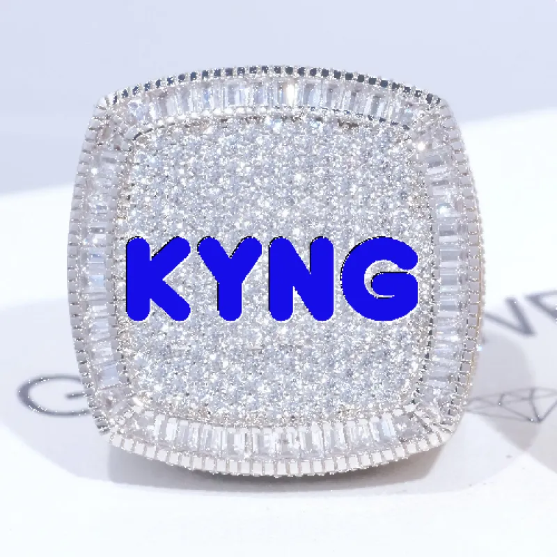 CUSTOM LETTER 3D ICED RING sold by The GUU Shop