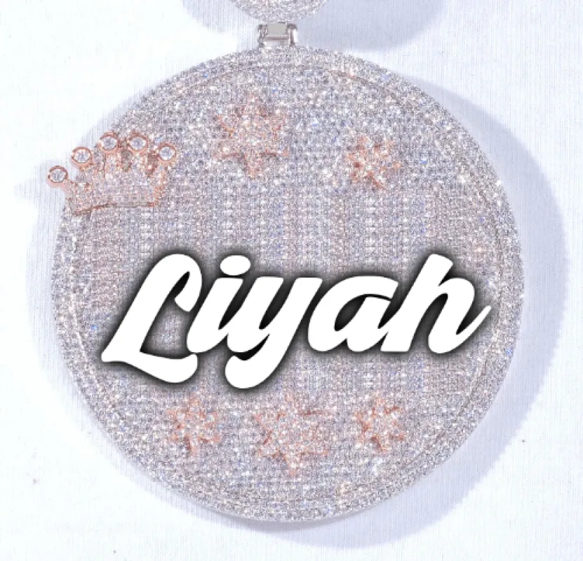 CUSTOM LETTER NECKLACE 3D BIG CROWN DISC sold by The GUU Shop