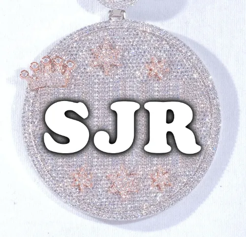 CUSTOM LETTER NECKLACE 3D BIG CROWN DISC sold by The GUU Shop