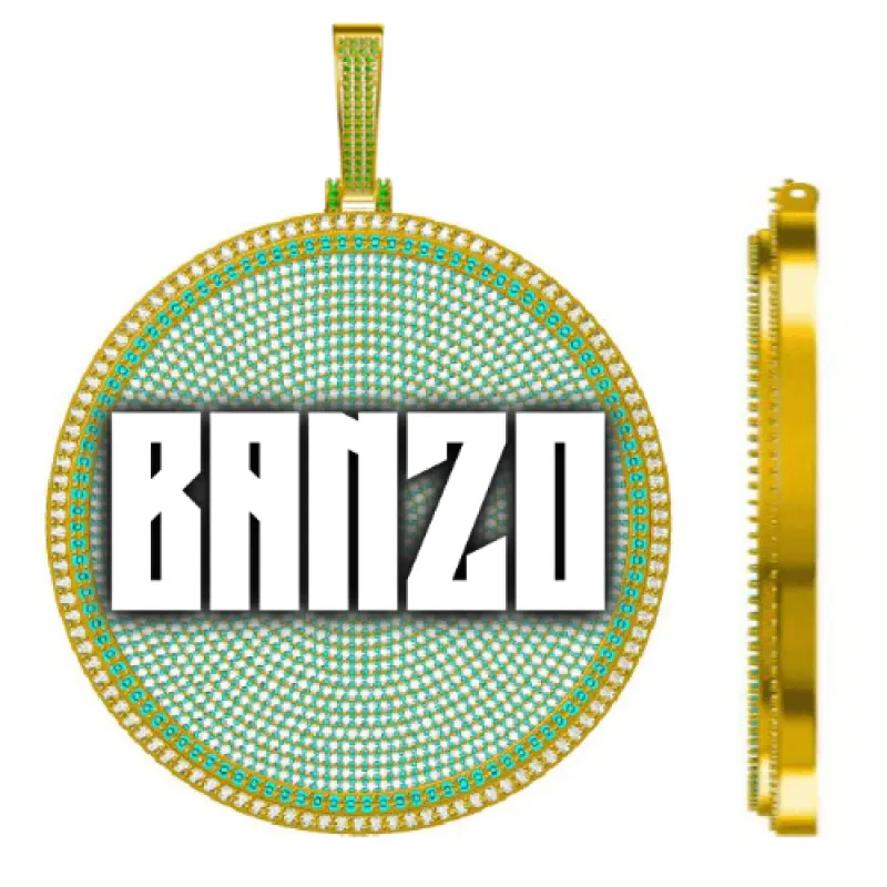 CUSTOM LETTER NECKLACE 3D BIG DISC sold by The GUU Shop