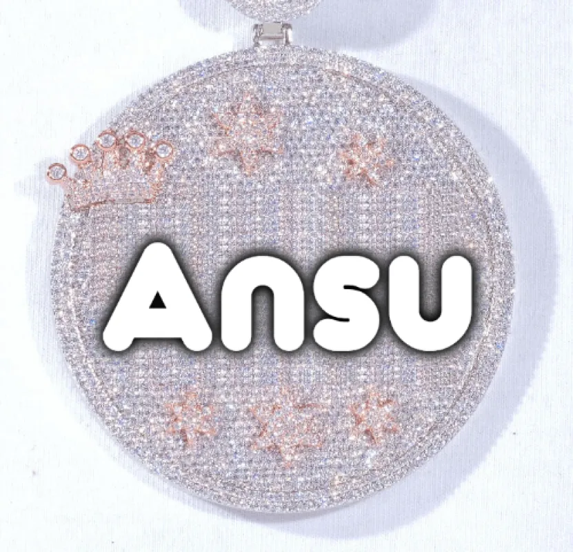 CUSTOM LETTER NECKLACE 3D BIG CROWN DISC sold by The GUU Shop