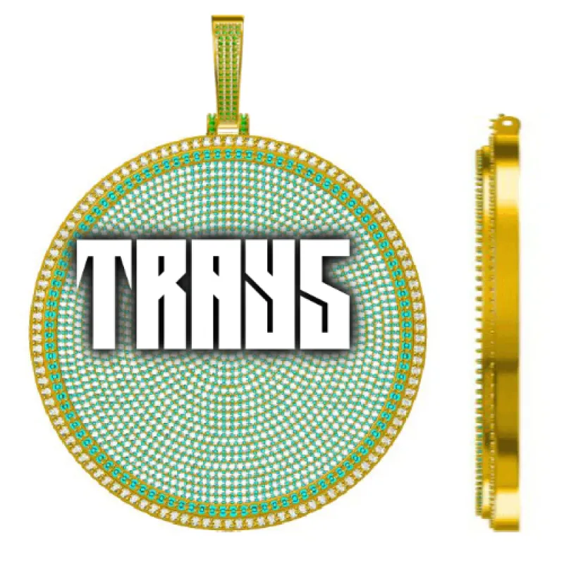 CUSTOM LETTER NECKLACE 3D BIG DISC sold by The GUU Shop