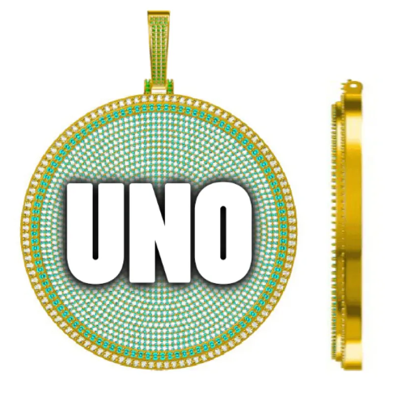 CUSTOM LETTER NECKLACE 3D BIG DISC sold by The GUU Shop