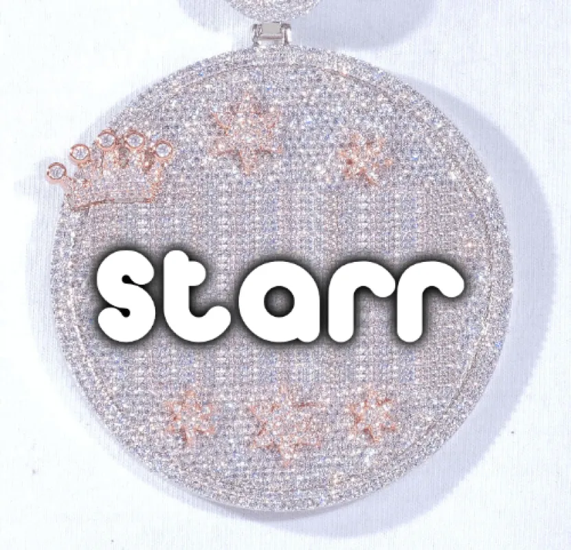 CUSTOM LETTER NECKLACE 3D BIG CROWN DISC sold by The GUU Shop