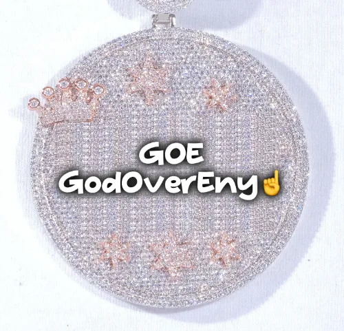 CUSTOM LETTER NECKLACE 3D BIG CROWN DISC sold by The GUU Shop