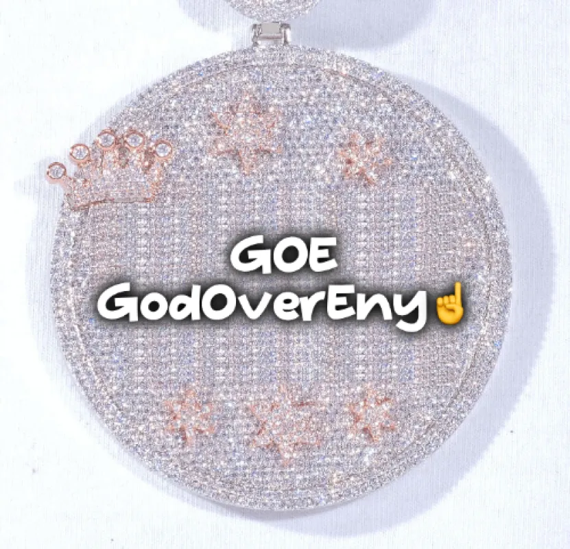 CUSTOM LETTER NECKLACE 3D BIG CROWN DISC sold by The GUU Shop
