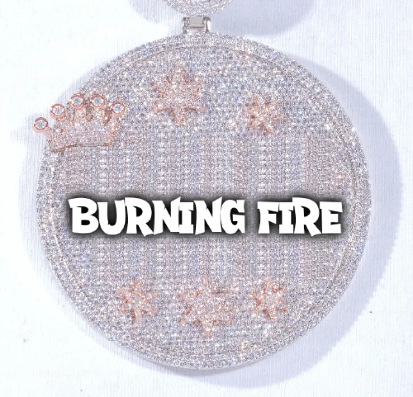 CUSTOM LETTER NECKLACE 3D BIG CROWN DISC sold by The GUU Shop