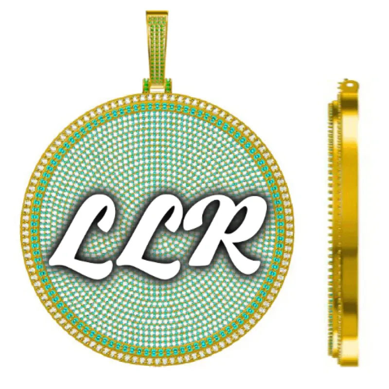 CUSTOM LETTER NECKLACE 3D BIG DISC sold by The GUU Shop